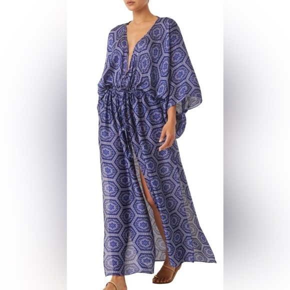 Misa Los Angeles Dresses & Skirts - NWT MISA Los Angeles Veruschka cover up or maxi dress Blue printed size Small